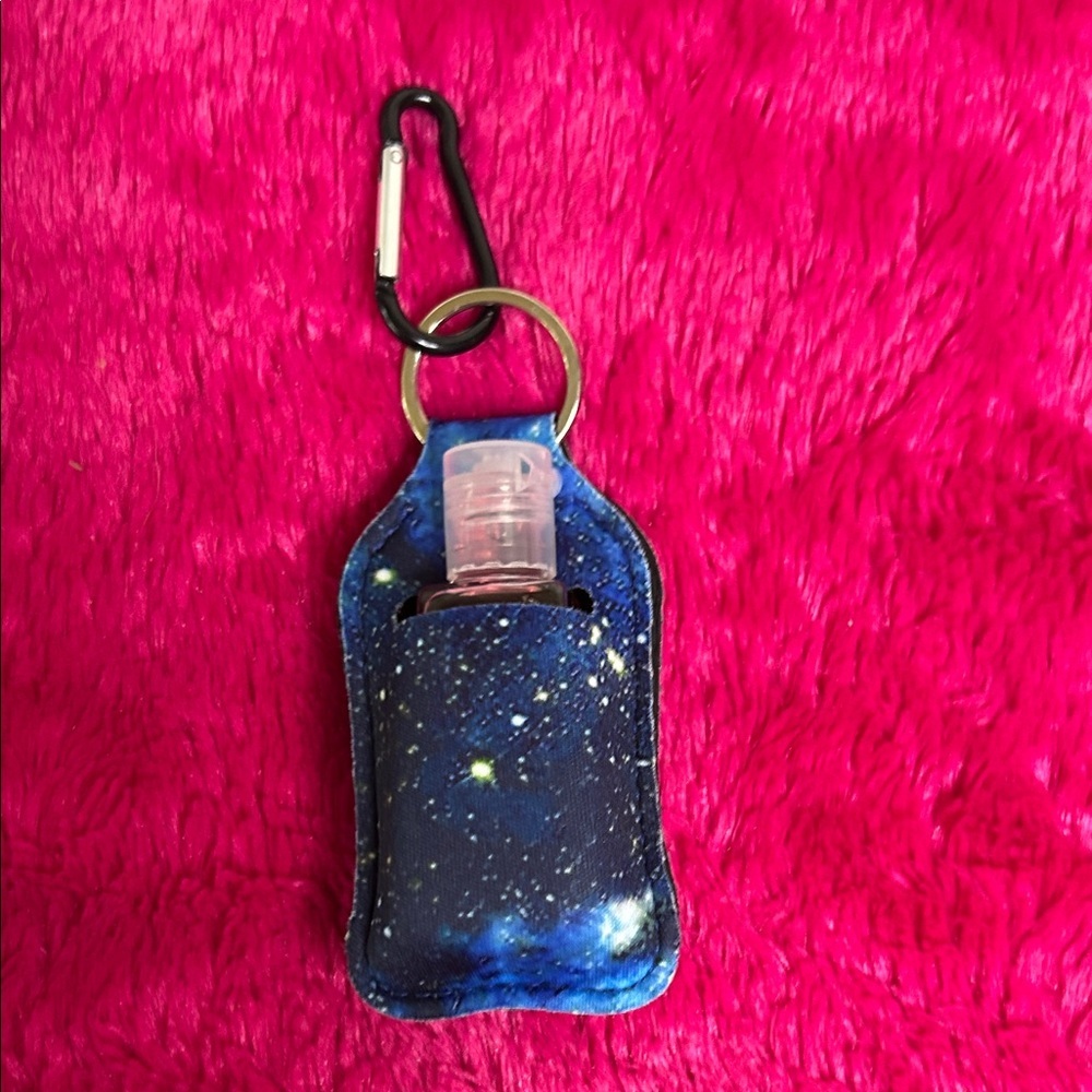 Galaxy Blue Hand Sanitizer Holder Keychain With Hand Sanitizer